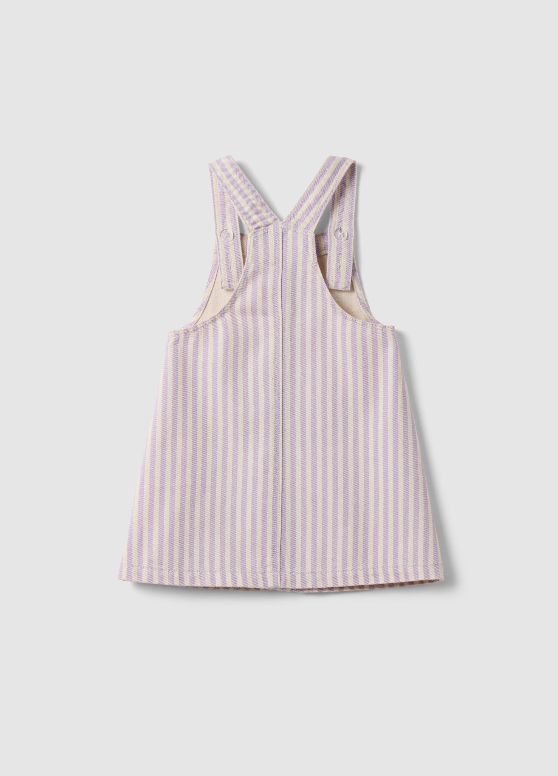 Girls' Regular Fit Multicolor Striped Pure Cotton Dungarees