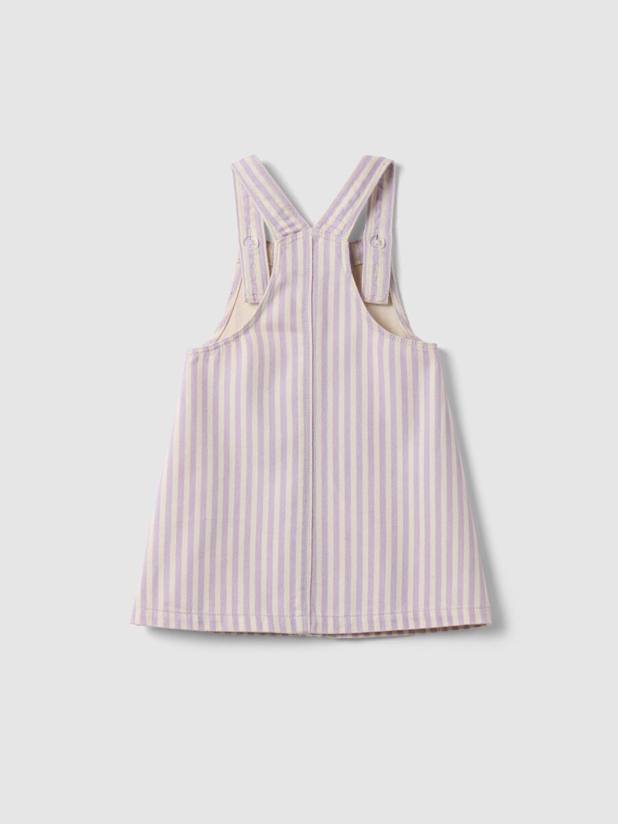 Girls' Regular Fit Multicolor Striped Pure Cotton Dungarees_1