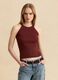 Fitted red viscose blend tank top_0