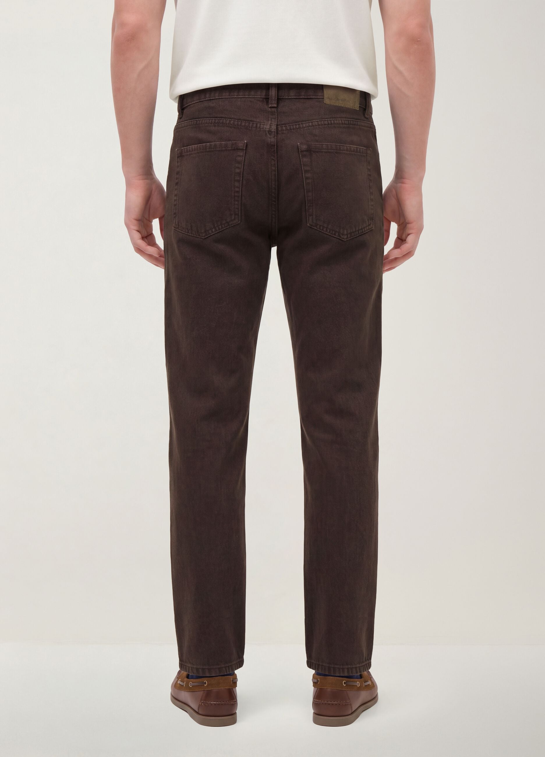 Brown pure cotton straight-fit jeans