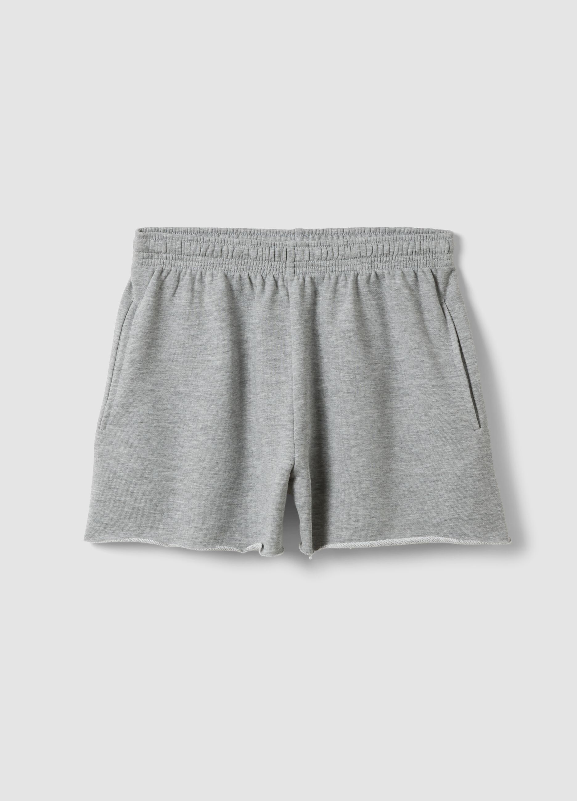 Grey cotton-blend shorts with elasticated waist, regular fit