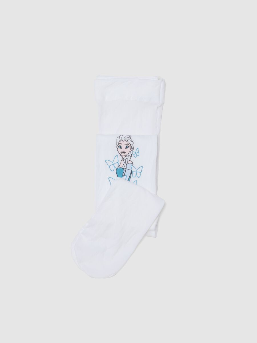 White Stretch Tights for Girls with Frozen Designs_0