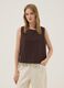 Brown regular-fit top in viscose, cotton and linen blend_0