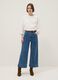 Regular fit blue stretch denim cotton blend trousers_0