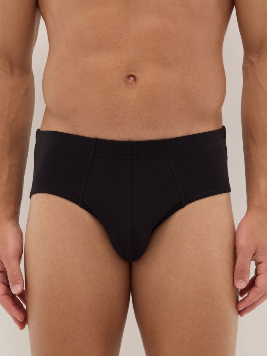 Pack of black stretch cotton regular fit briefs_1