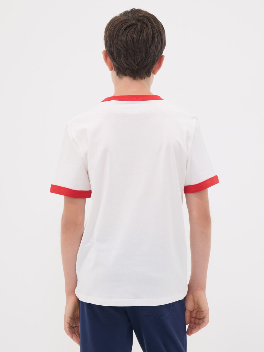 White pure organic cotton T-shirt with print, relaxed fit, for boys_2