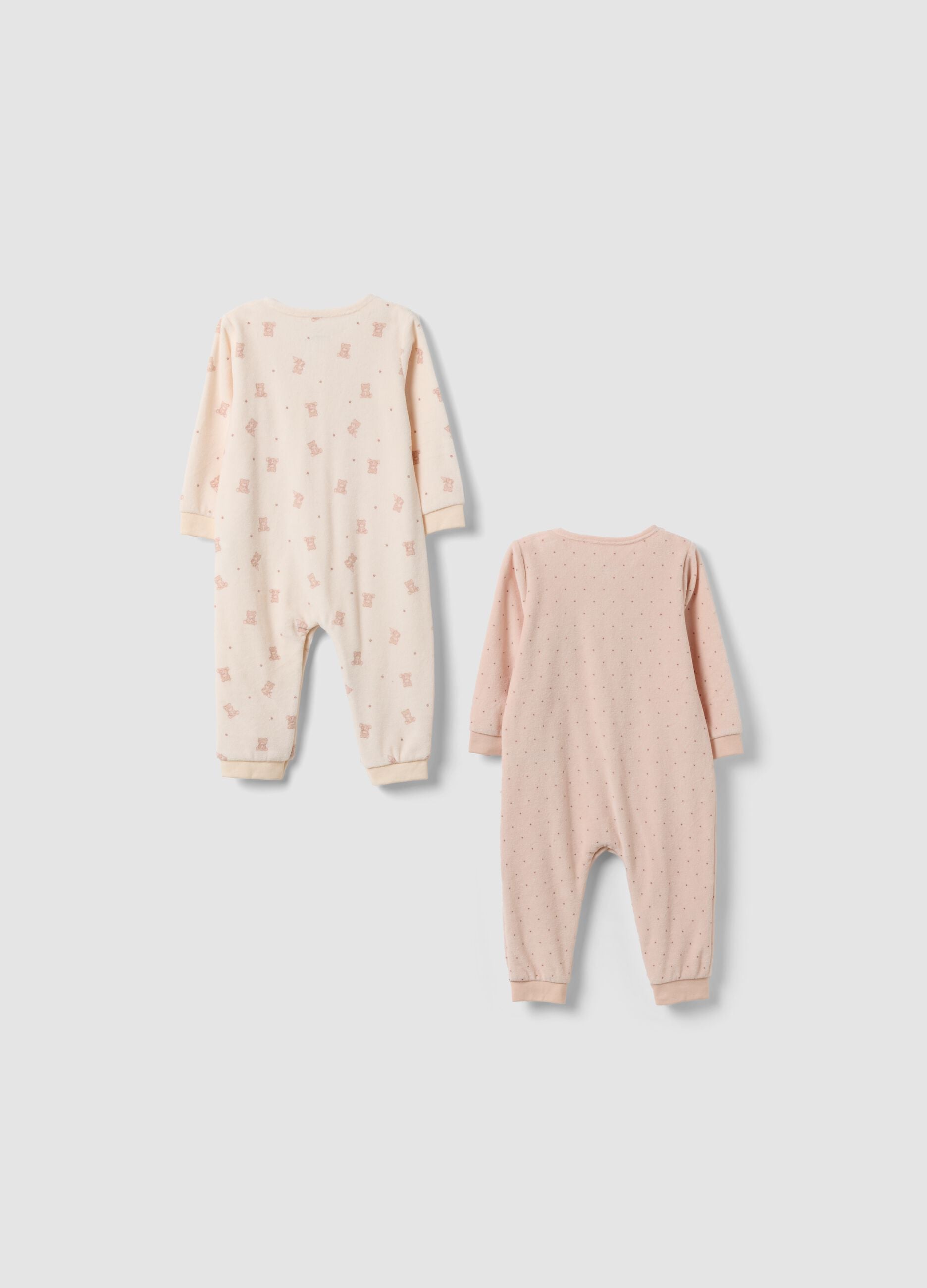 Two-pack of multicolour cotton-blend sleepsuits for baby girl
