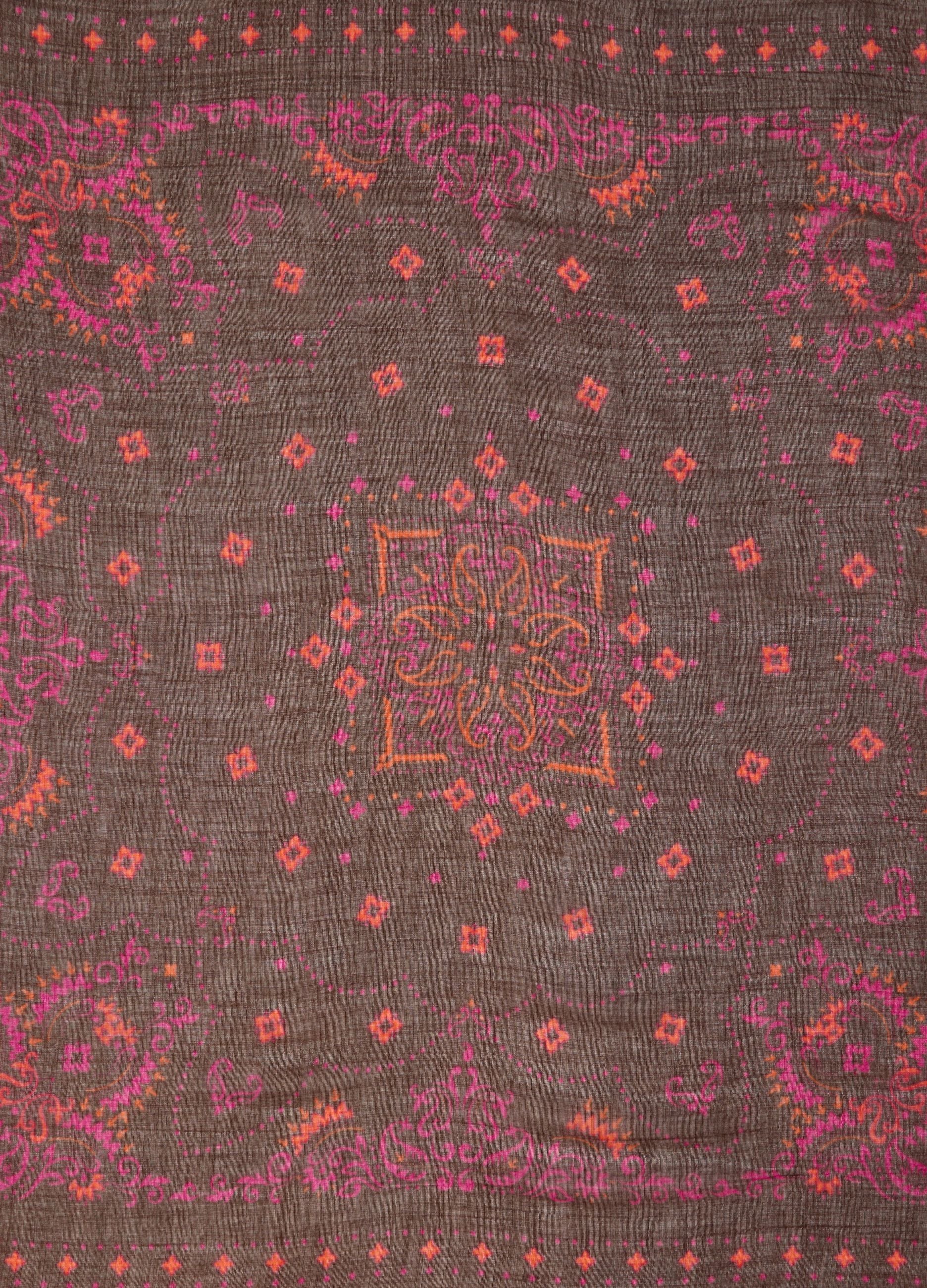 Brown wool-blend paisley-print scarf
