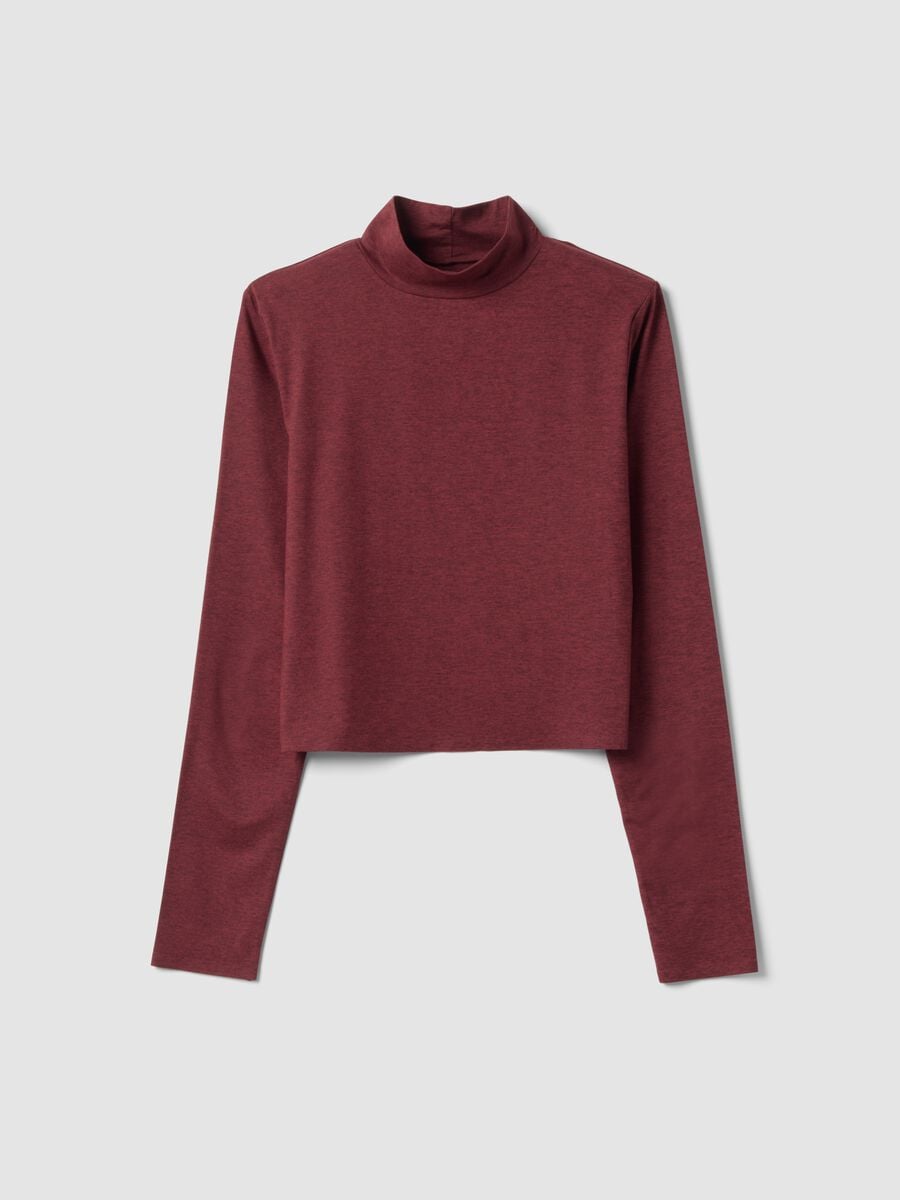 T-shirt rossa crop in tessuto elasticizzato con collo rialzato Easy Dry ALTAVIA STUDIO_4