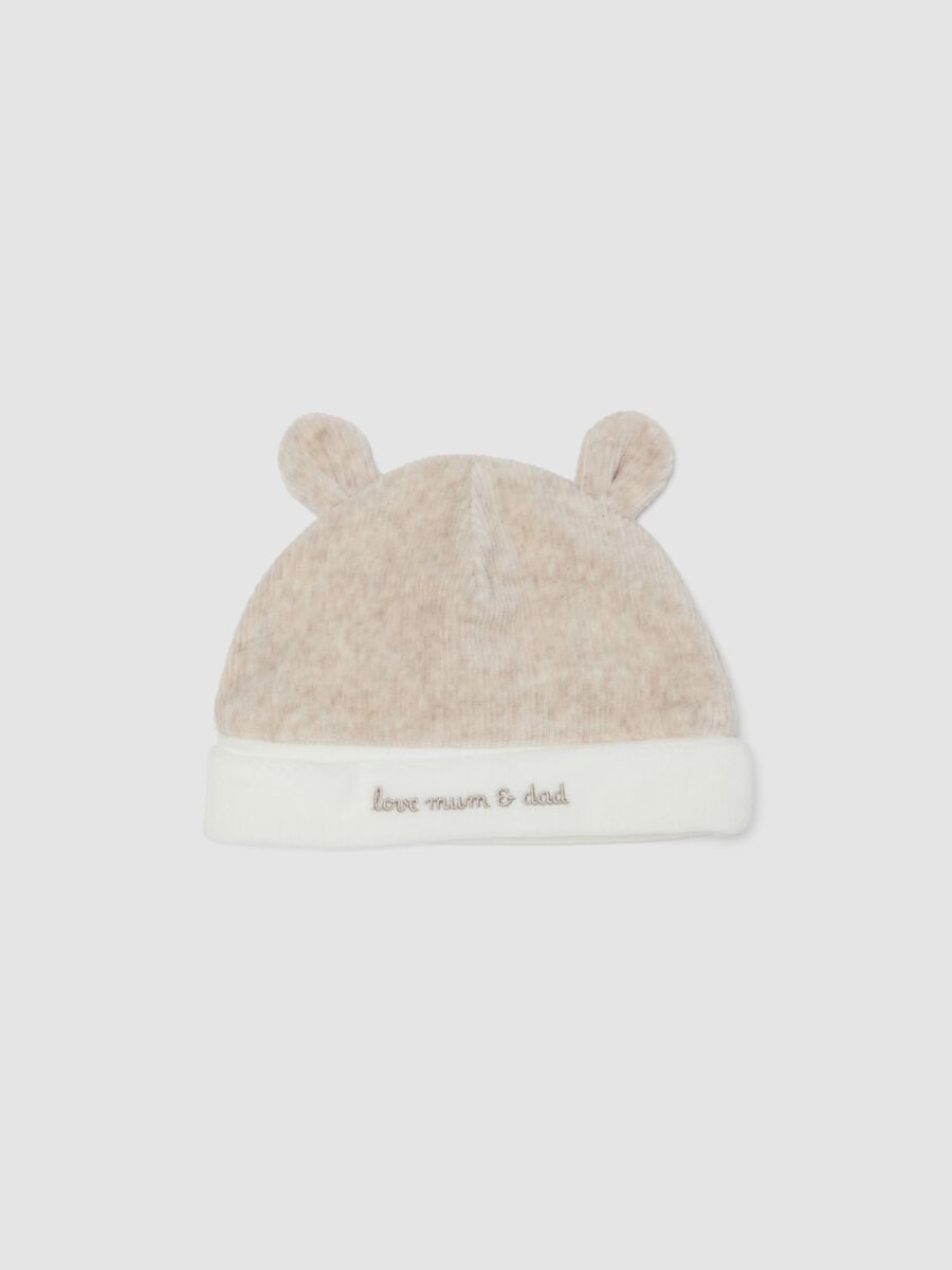 Cappellino beige in misto cotone organico jersey_0