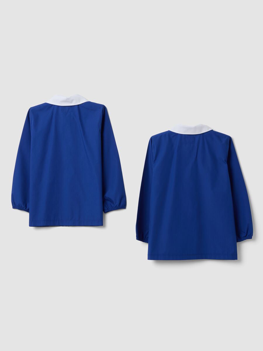 2-pack of blue school aprons with zip and white collar for boys_1