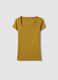 Green fitted stretch cotton T-shirt with square neckline_4