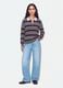 Maglia grigia in misto lana a righe con colletto polo_1