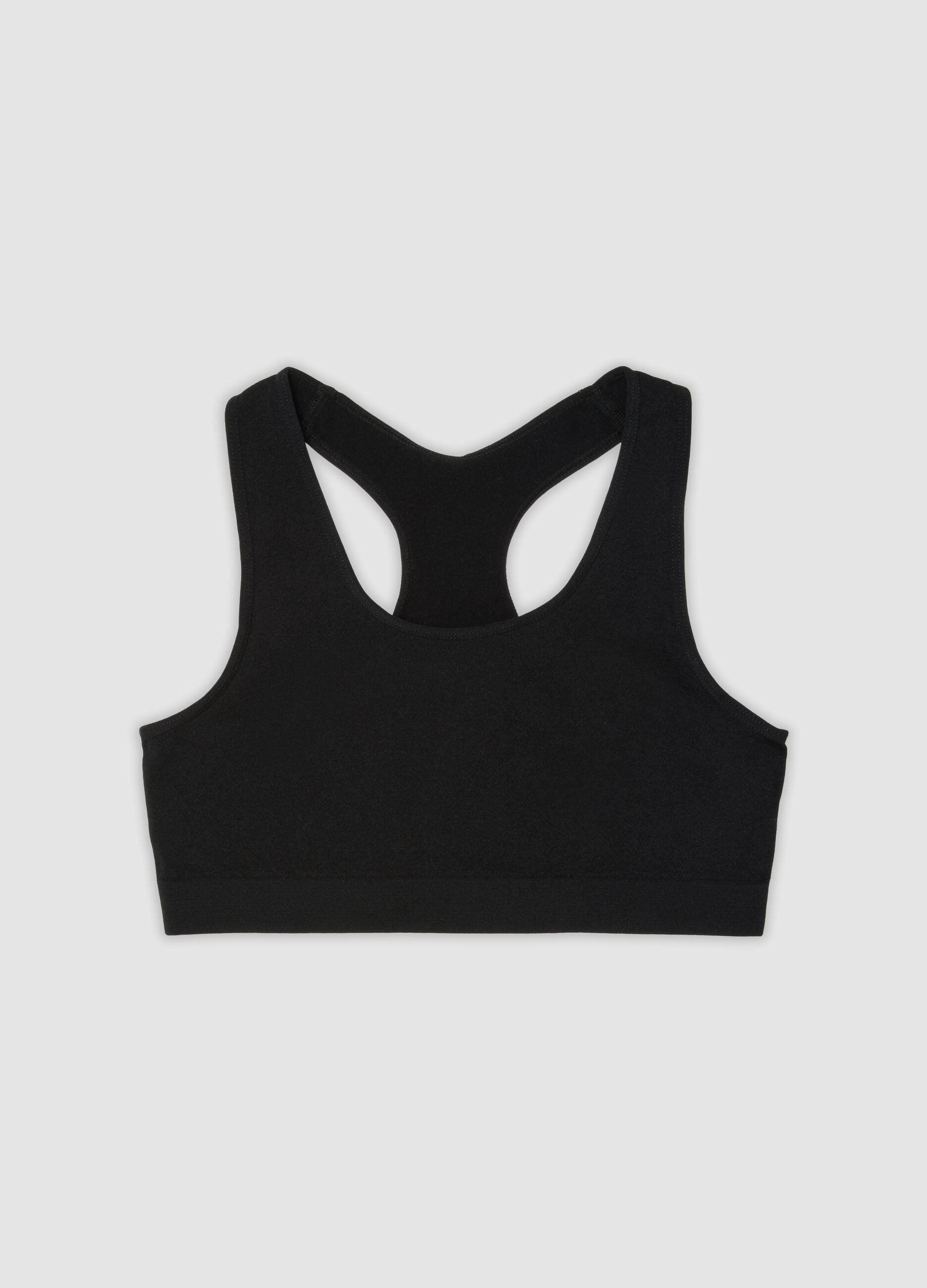 Black stretch microfibre sports bra for girls
