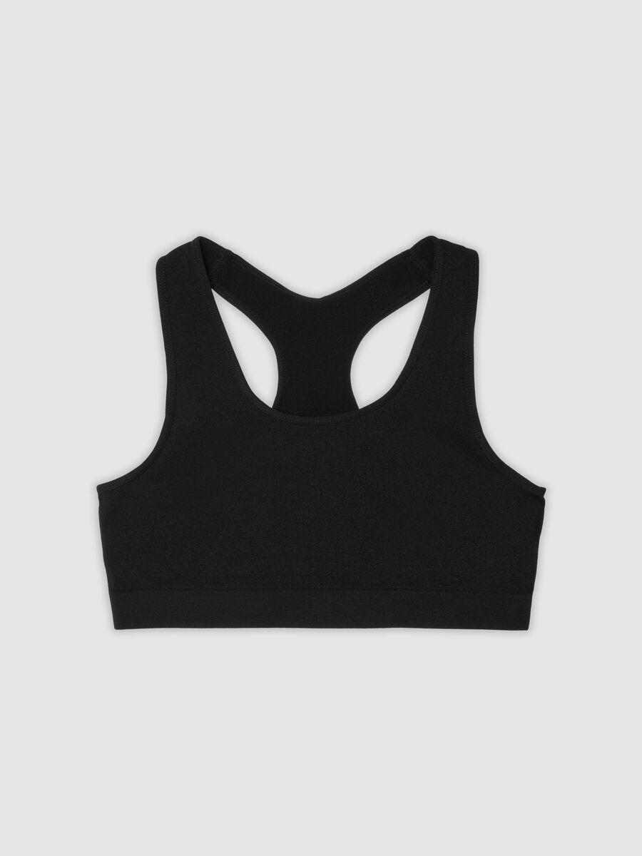 Black stretch microfibre sports bra for girls_0