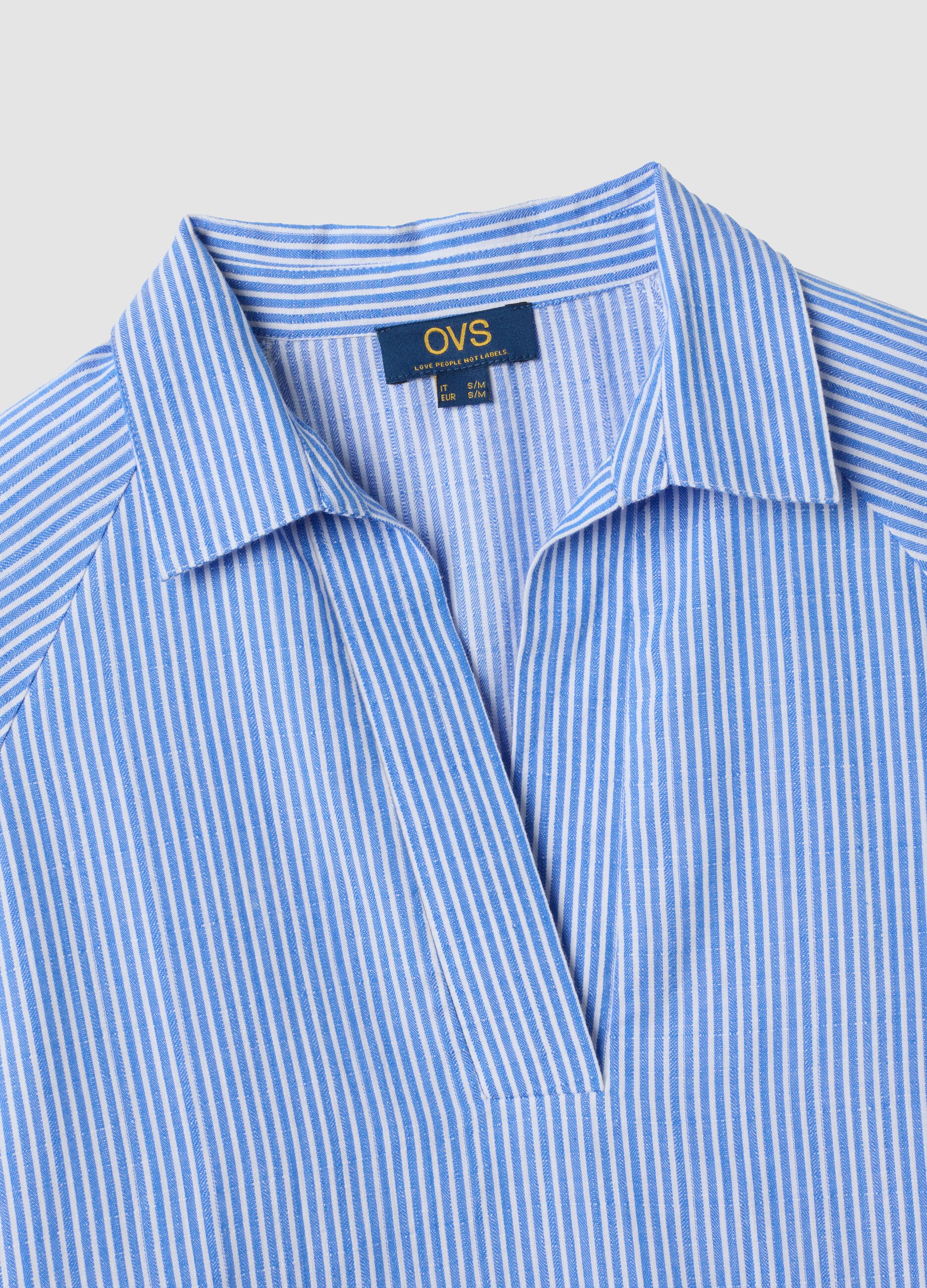 Blue striped pure cotton kaftan