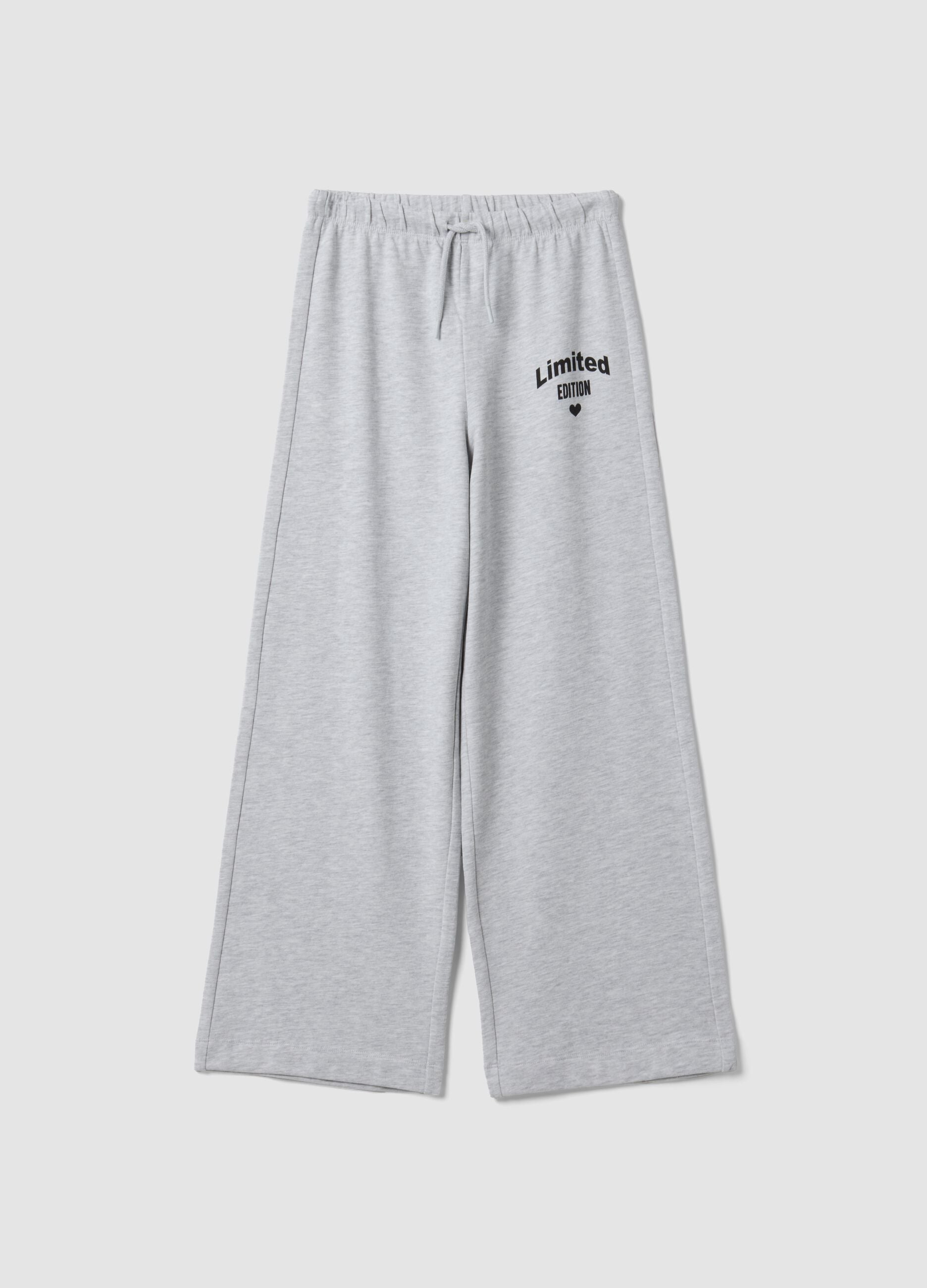 Grey cotton and viscose blend culotte-fit joggers for girls