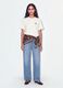 White relaxed-fit pure cotton T-shirt with chest slogan_0
