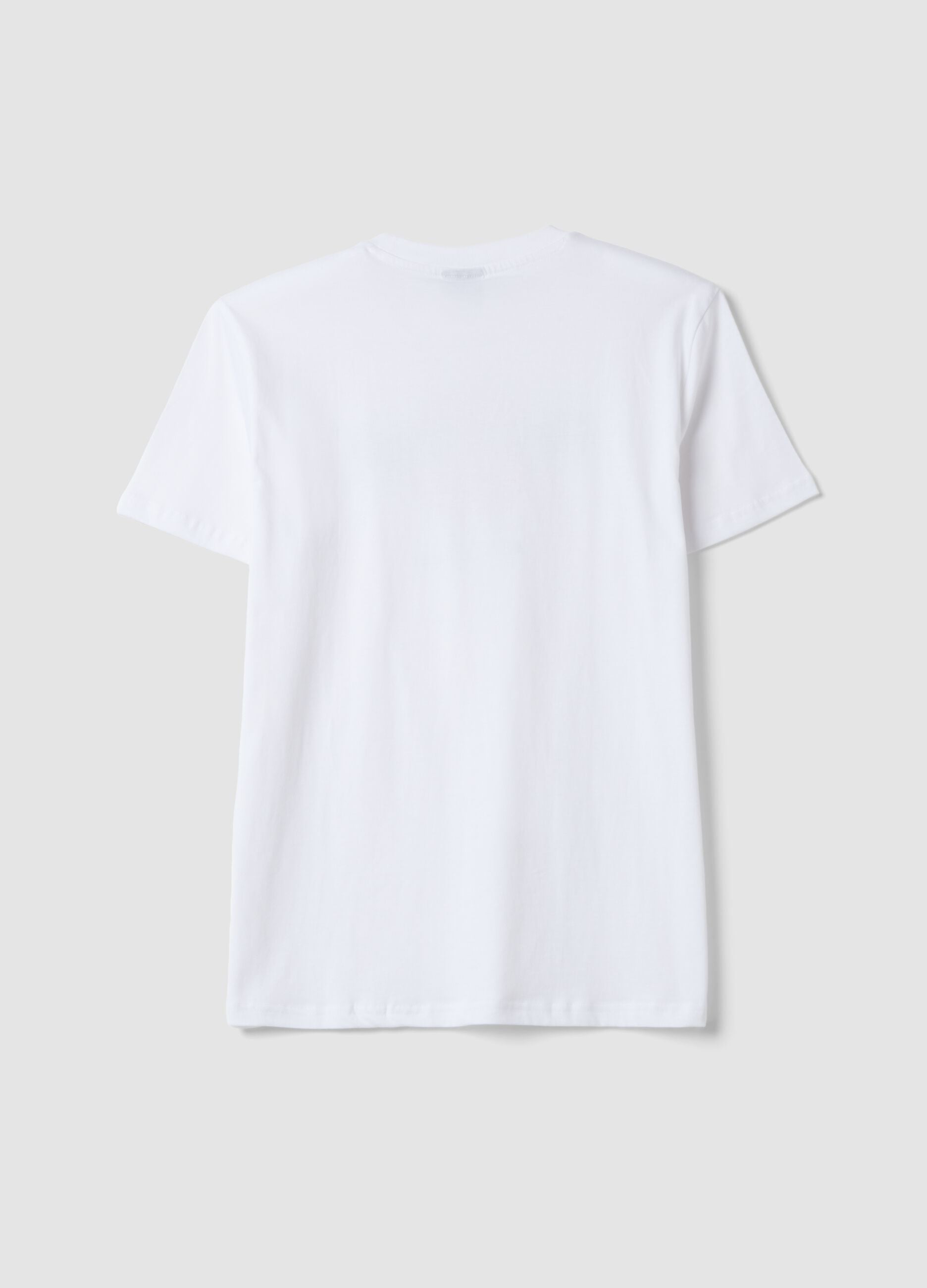 White pure cotton T-shirt with print