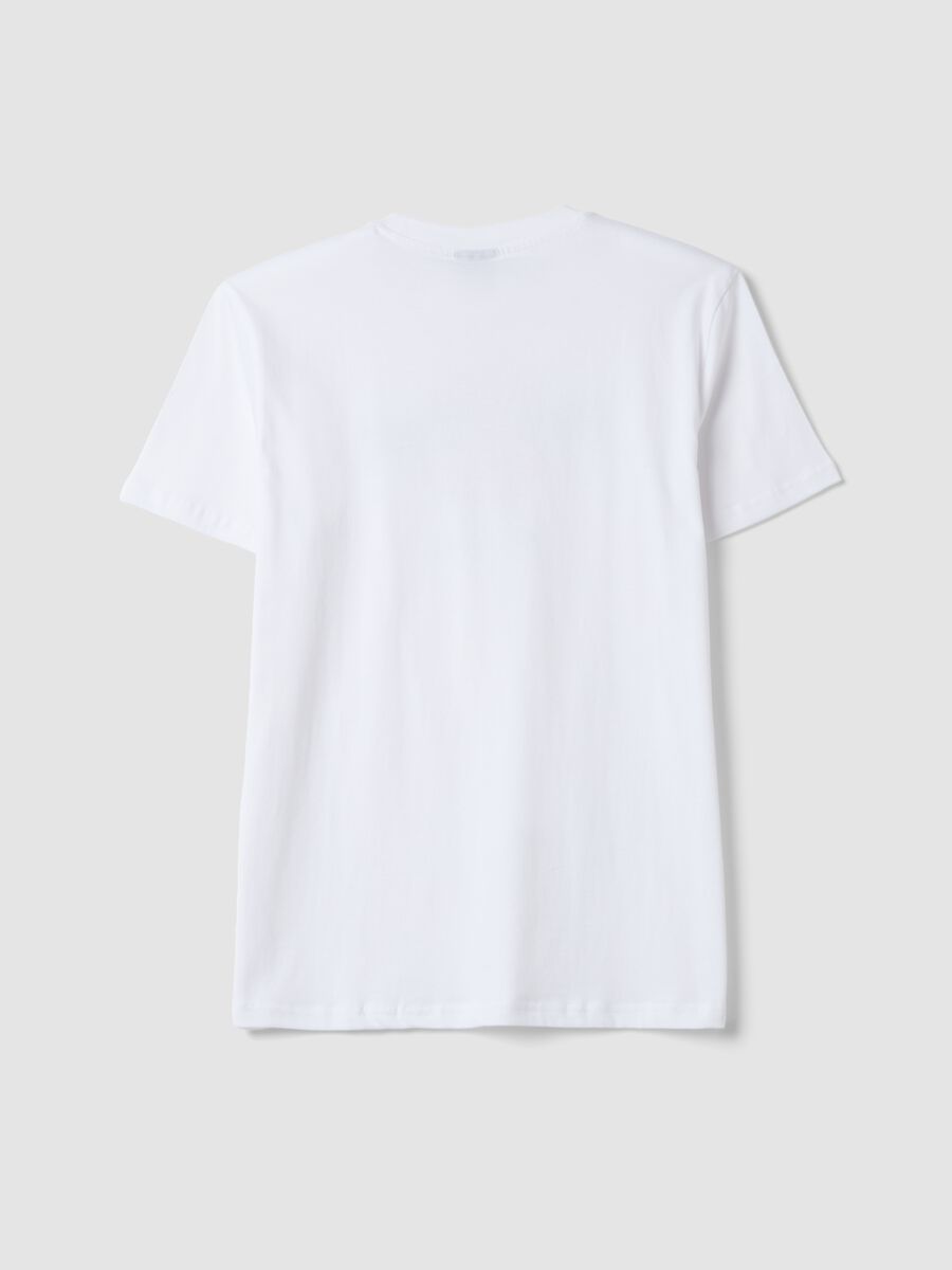White pure cotton T-shirt with print_2