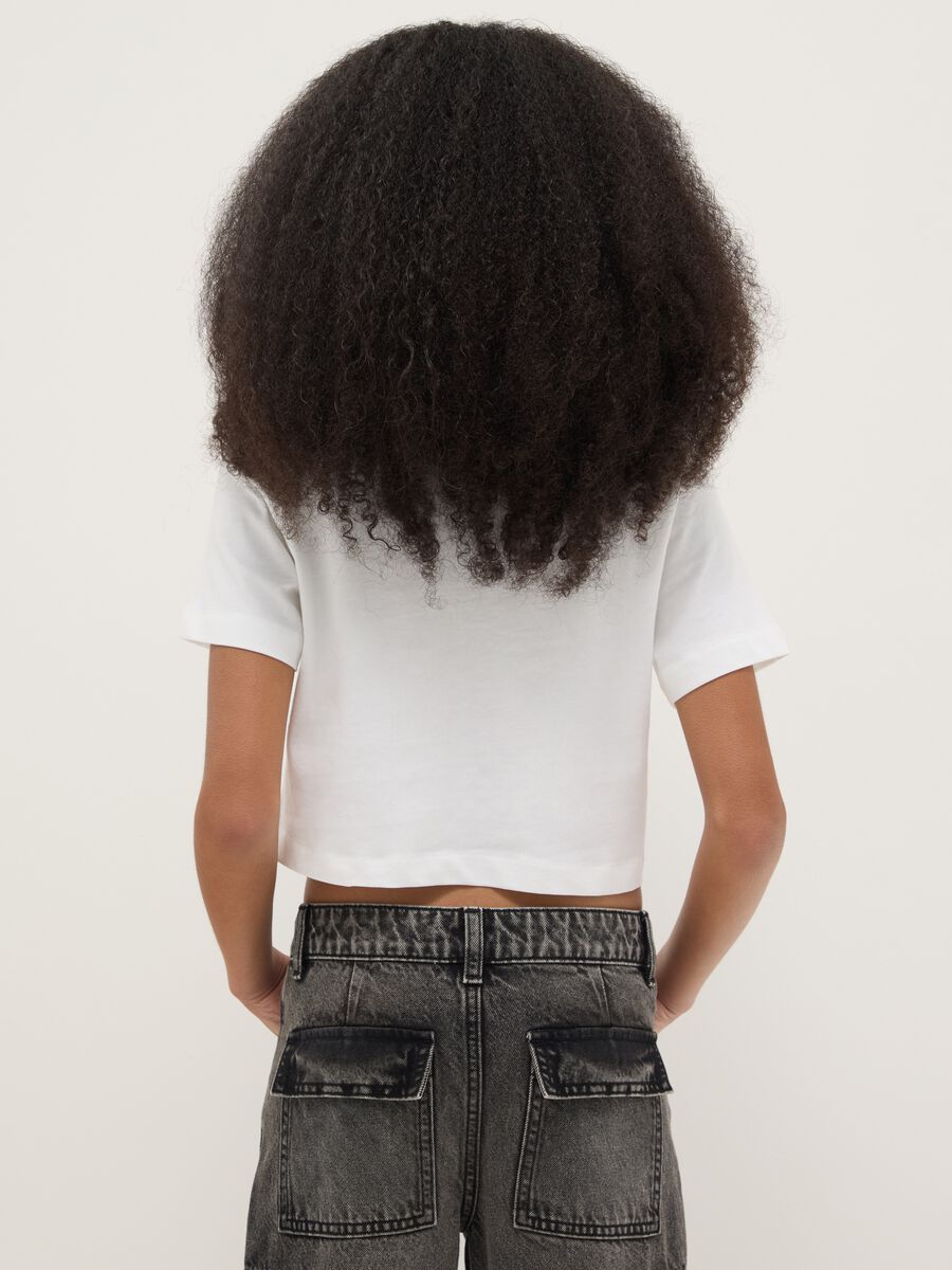 T-shirt in puro cotone bianca da ragazza boxy fit_1