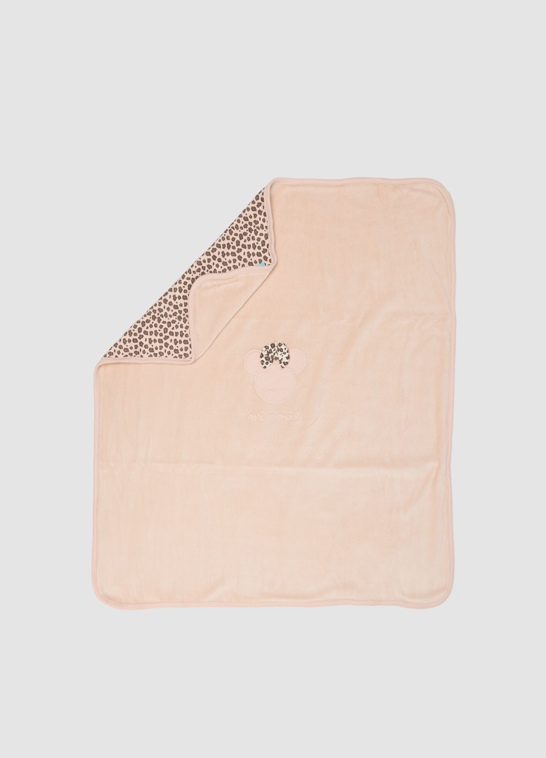 Pink baby blanket with animal print and Minnie detail