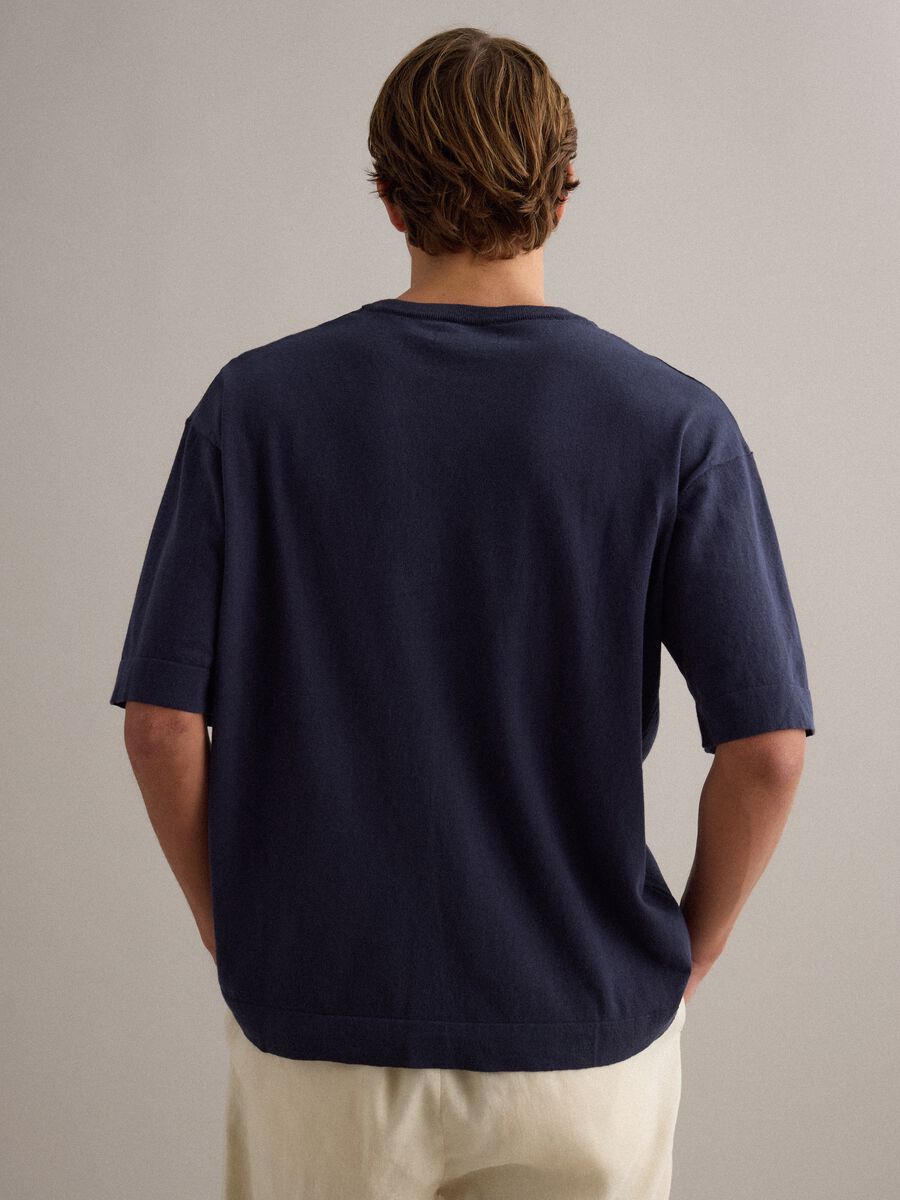 Blue pure cotton regular-fit short-sleeve T-shirt_3
