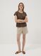 Brown pure cotton T-shirt with broderie anglaise insert_1