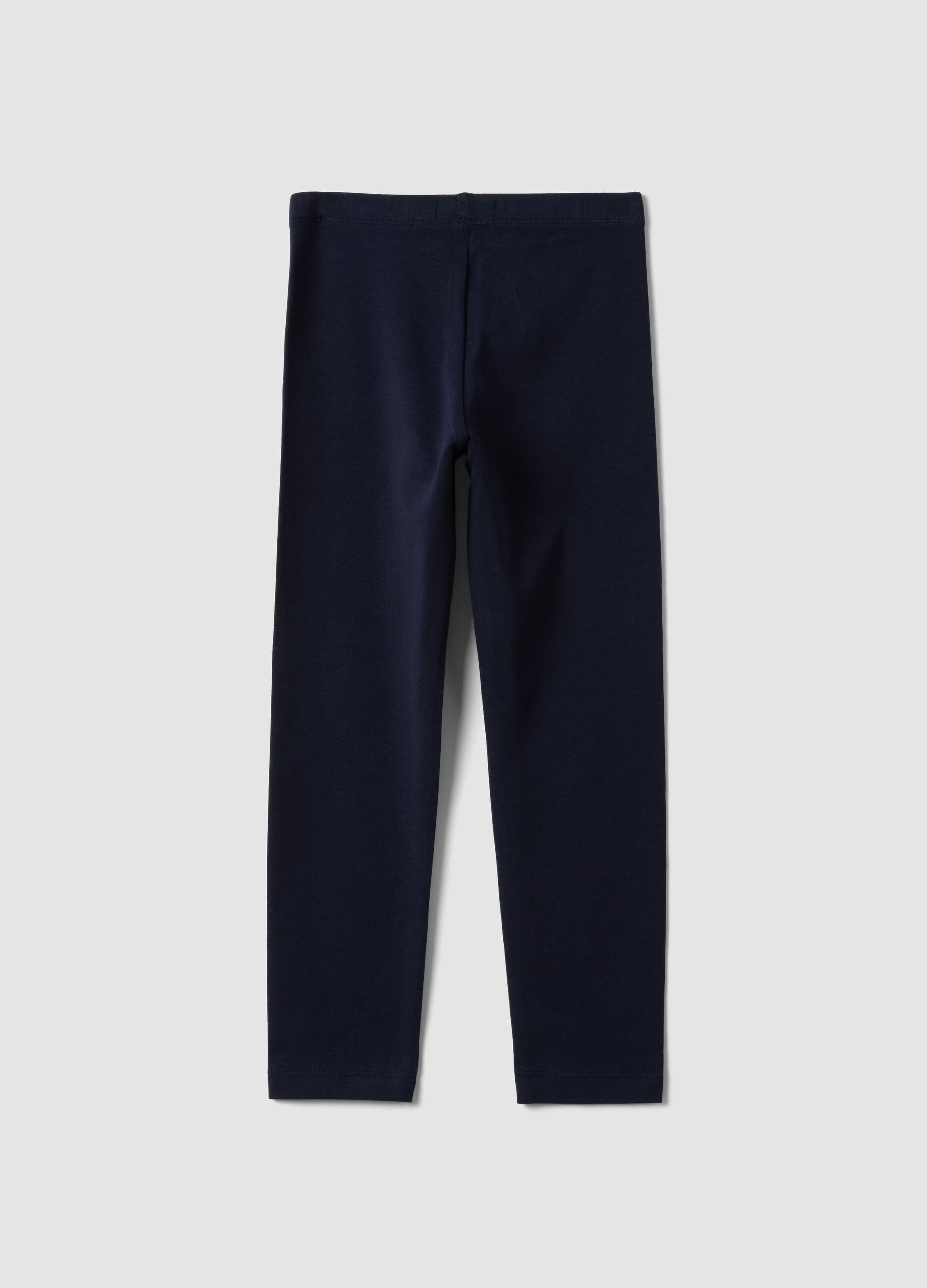 Girls&rsquo; blue skinny leggings in stretch organic cotton