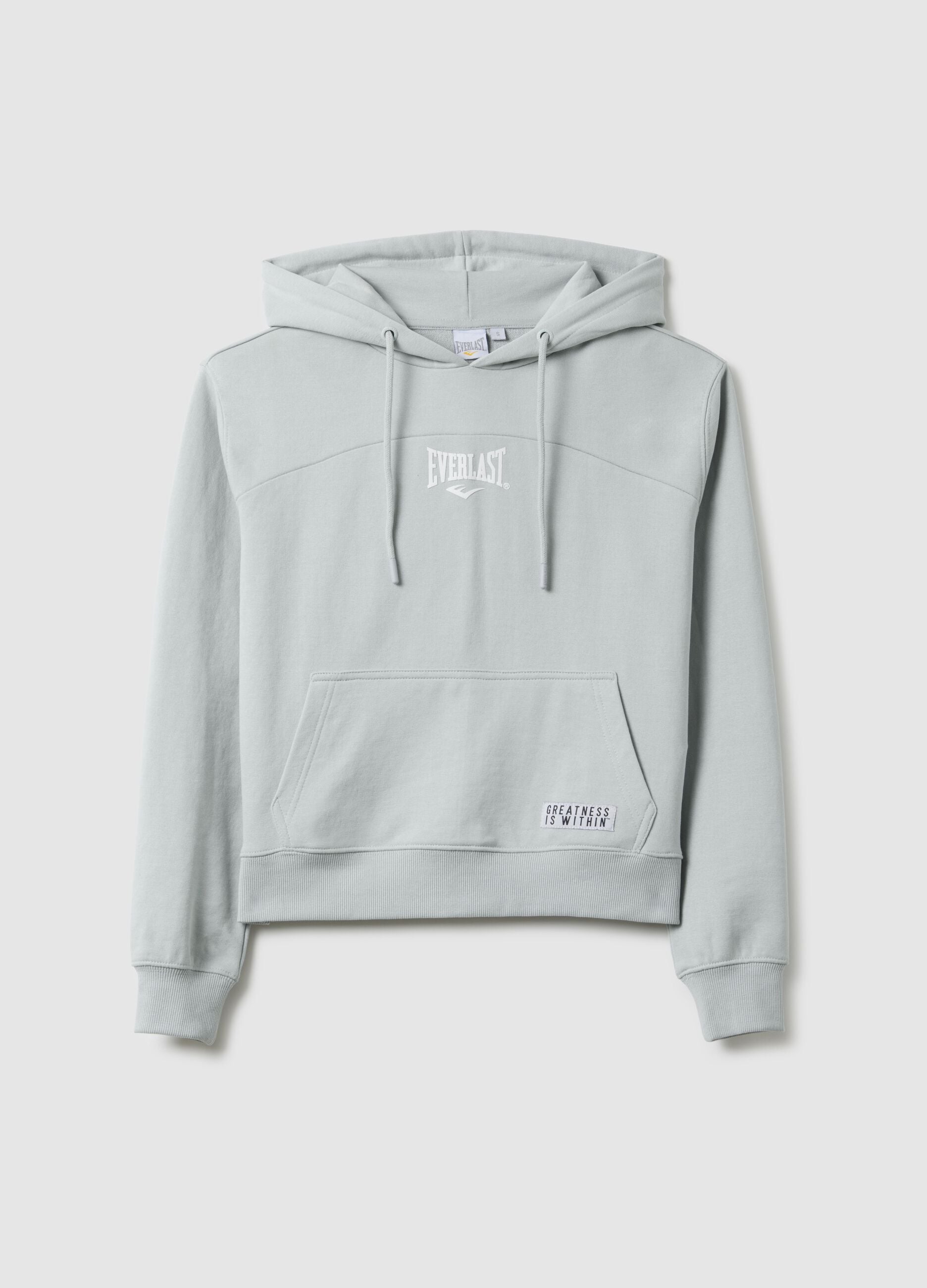 Grey cotton blend hoodie regular fit