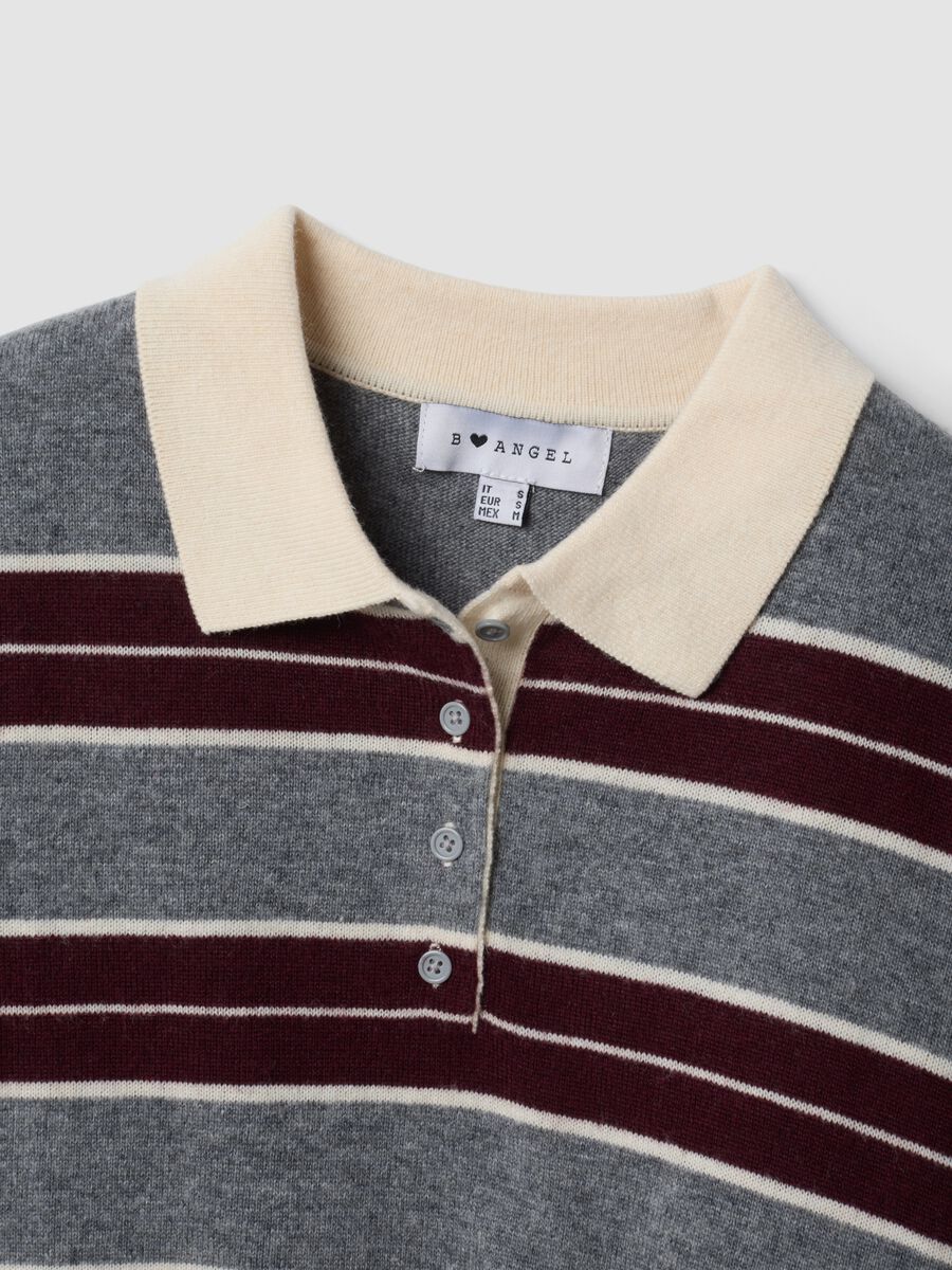 Grey striped wool-blend polo-collar jumper_1