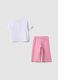 Multicolour cotton blend t-shirt and trousers set for regular fit girls_1