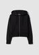Felpa full zip nera in misto cotone con cappuccio fitted_0