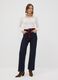 High-waisted wide-leg blue denim jeans in pure cotton_0