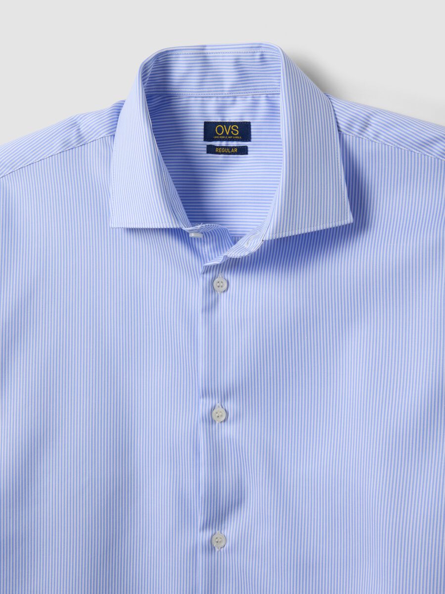 Light blue striped pure cotton shirt with classic collar, regular fit_6