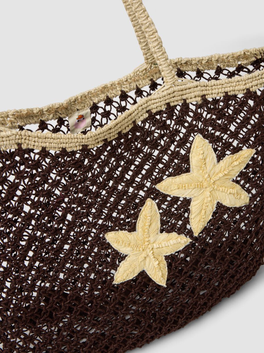 Borsa da mare in misto juta a rete traforata multicolor_1