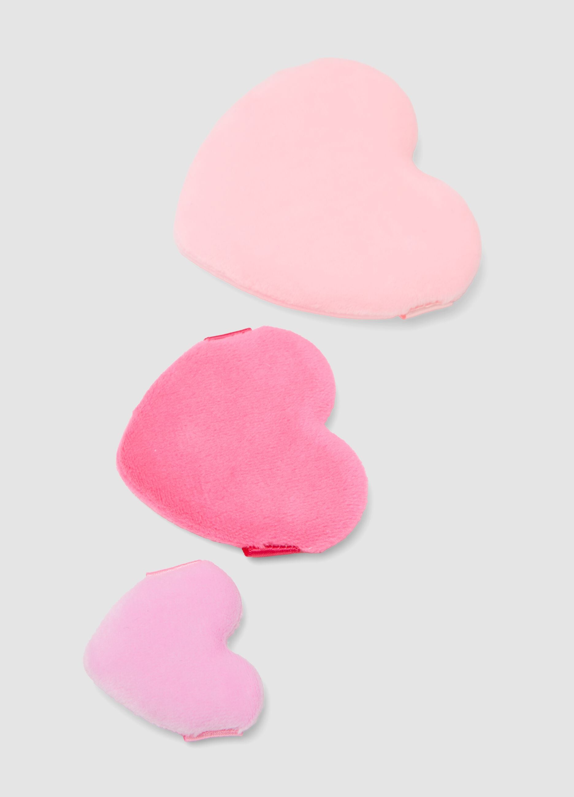 Pink set of 3 heart-shaped powder puffs