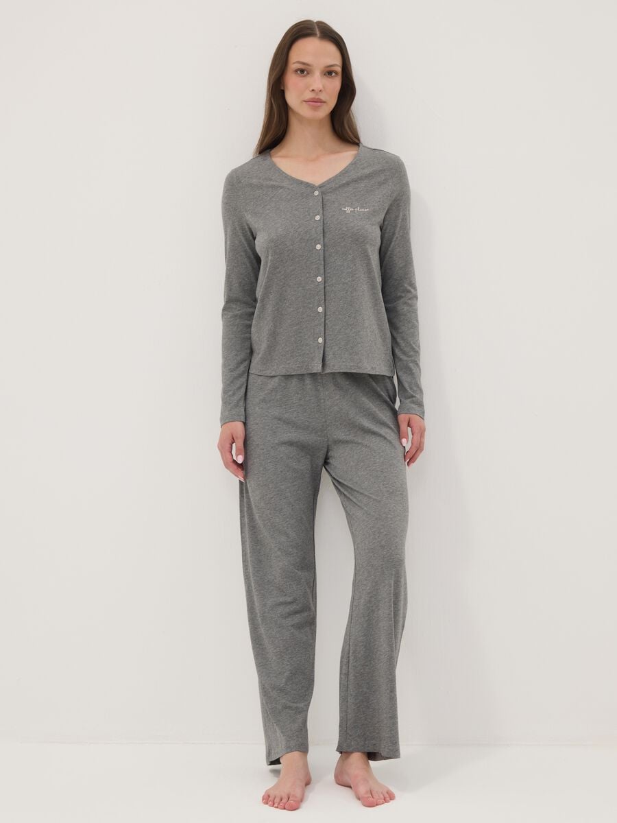 Grey cotton-viscose blend pyjama trousers_0