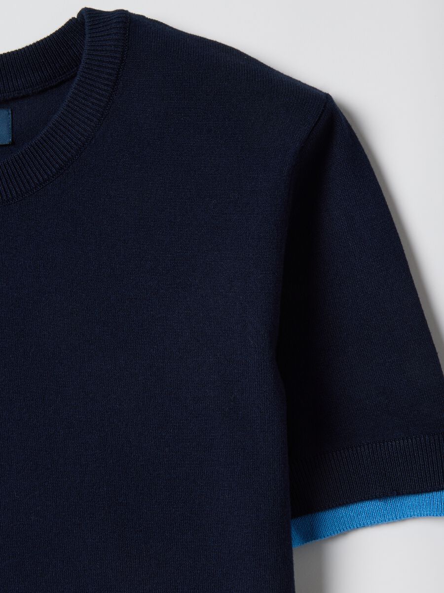 Blue viscose blend crewneck sweater, regular fit_5