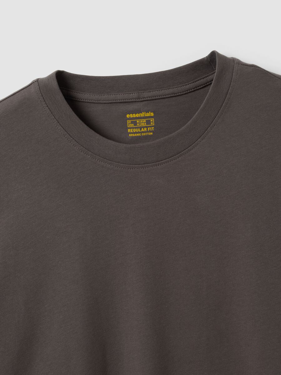 Grey long-sleeve crew-neck T-shirt in 100% organic cotton_1