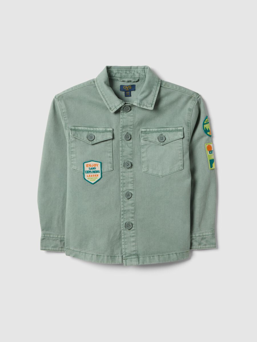Green oversized fit pure cotton shirt for boys_0
