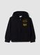 Black regular-fit pure cotton hoodie with logo for boys_0