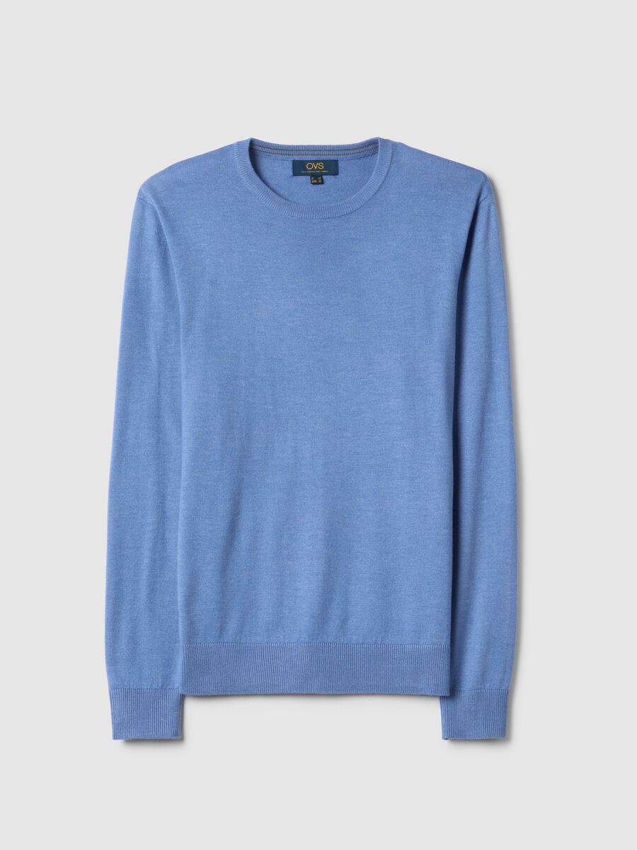 Azure crew neck pullover in regular fit cotton blend_4