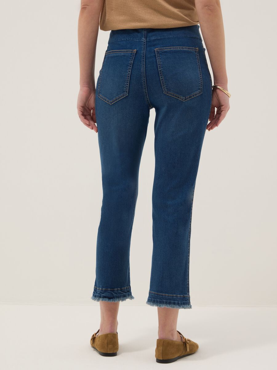 Blue Stretch Cotton Maternity Slim Trousers_2