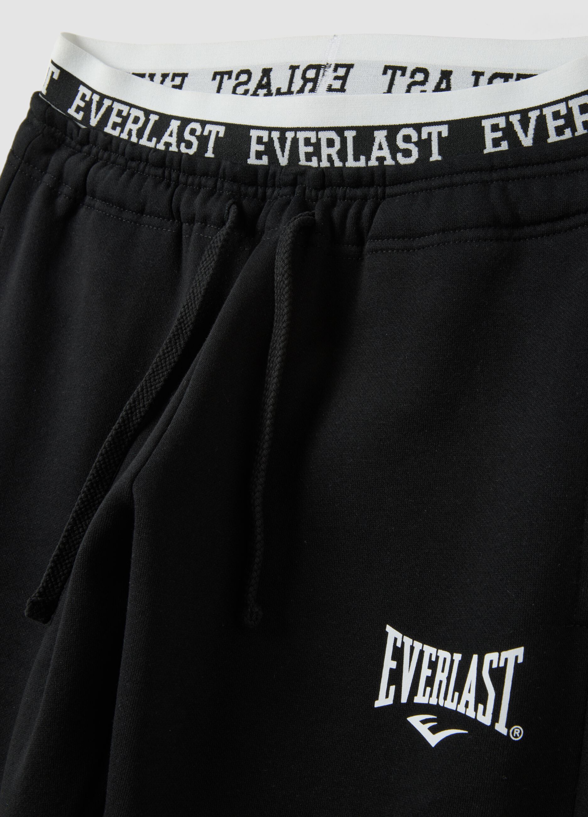 Black regular-fit cotton-blend trousers with logo