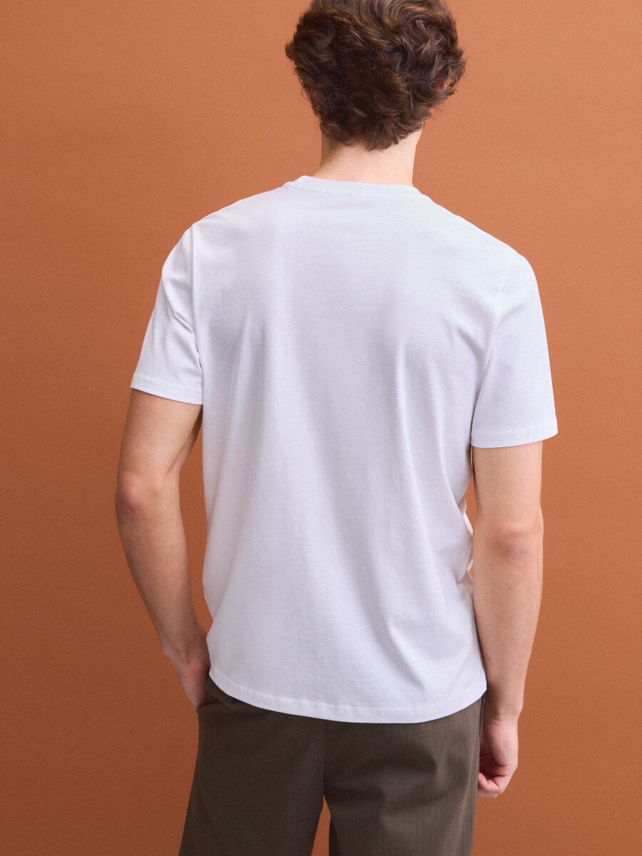 T-shirt bianca in puro cotone a girocollo regular fit_3