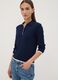 Blue viscose-blend top with polo collar, regular fit_0