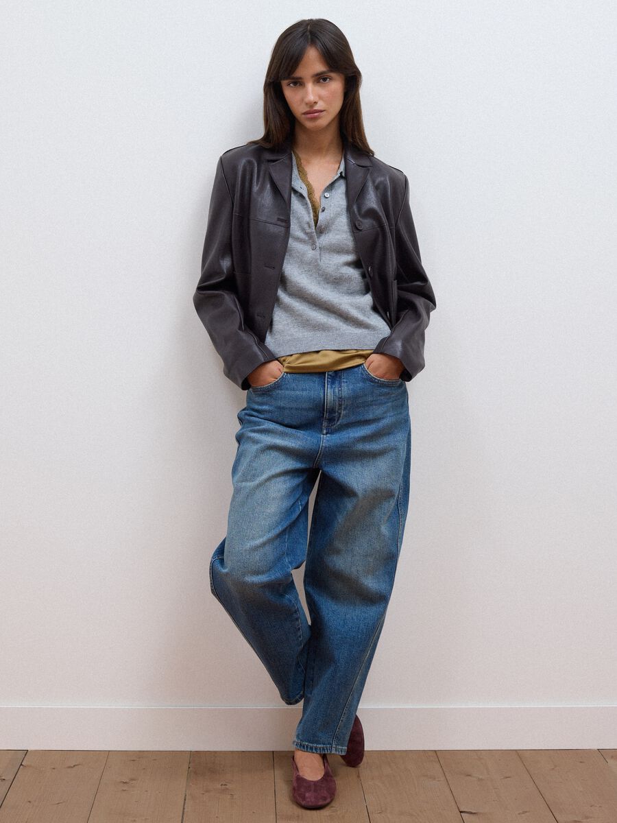 Jeans blu in cotone elasticizzato balloon fit_0