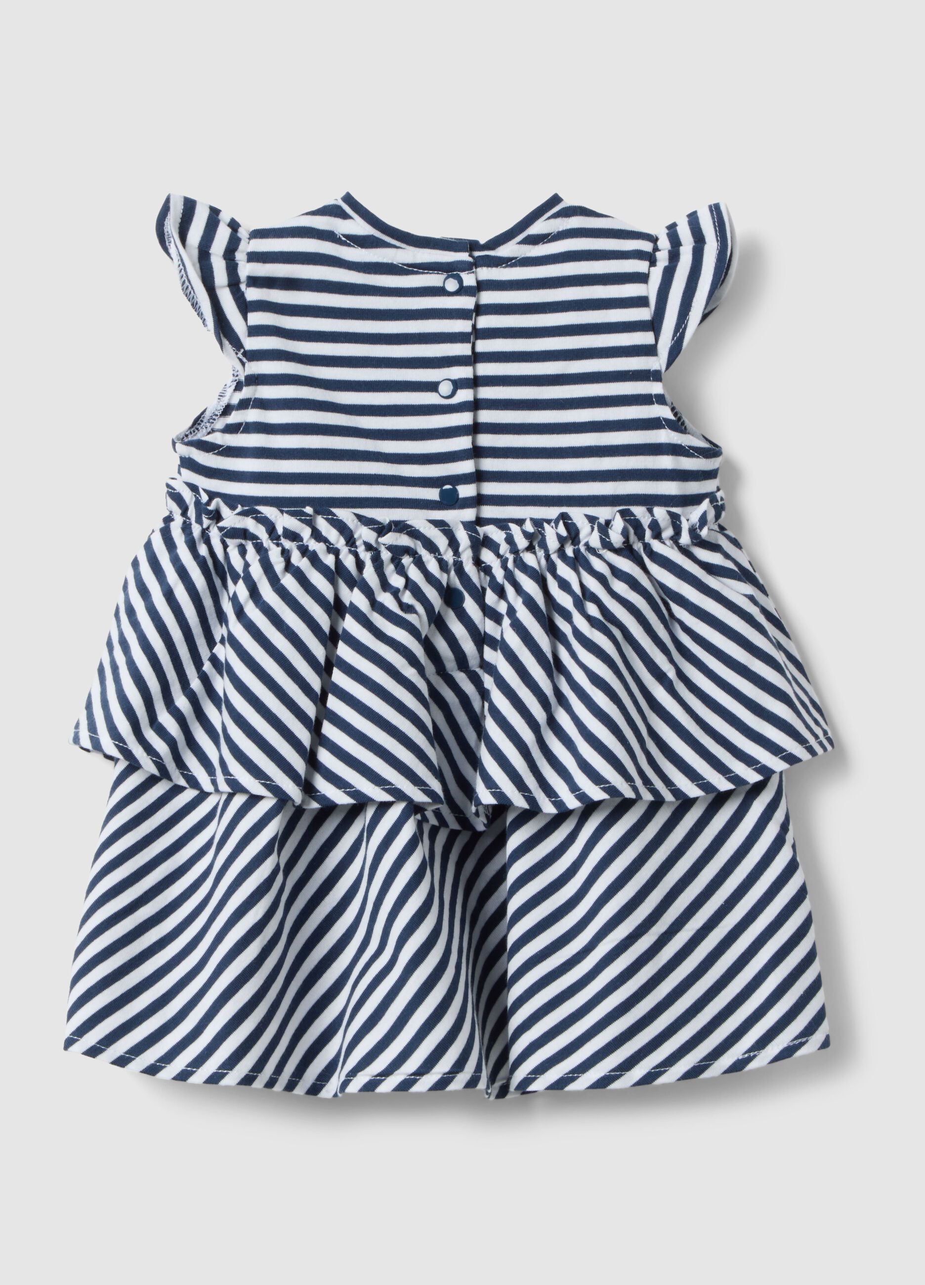Girls&rsquo; pure cotton stripy baby romper regular fit