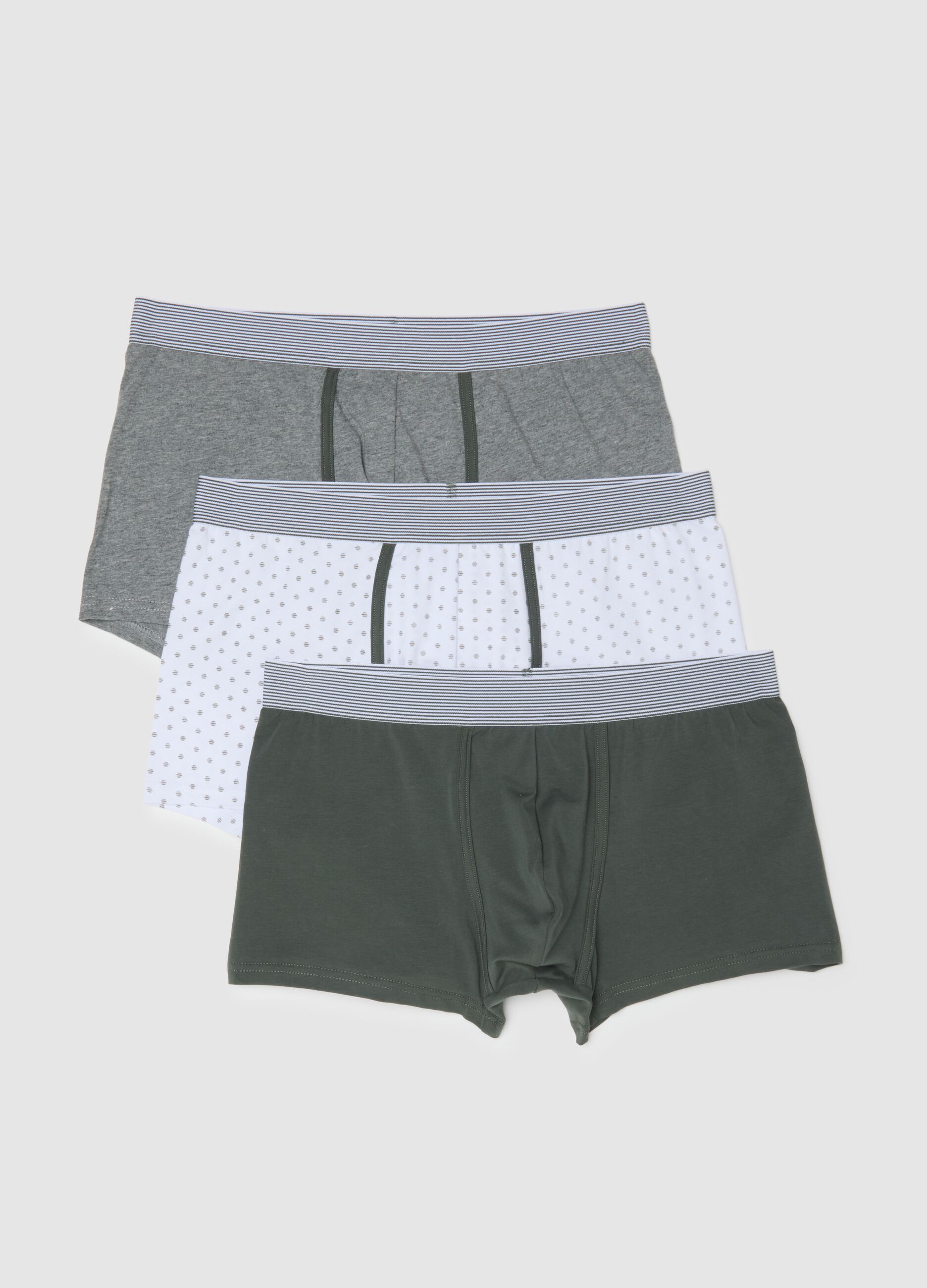 Three-pack of multicolor regular fit stretch cotton boxers